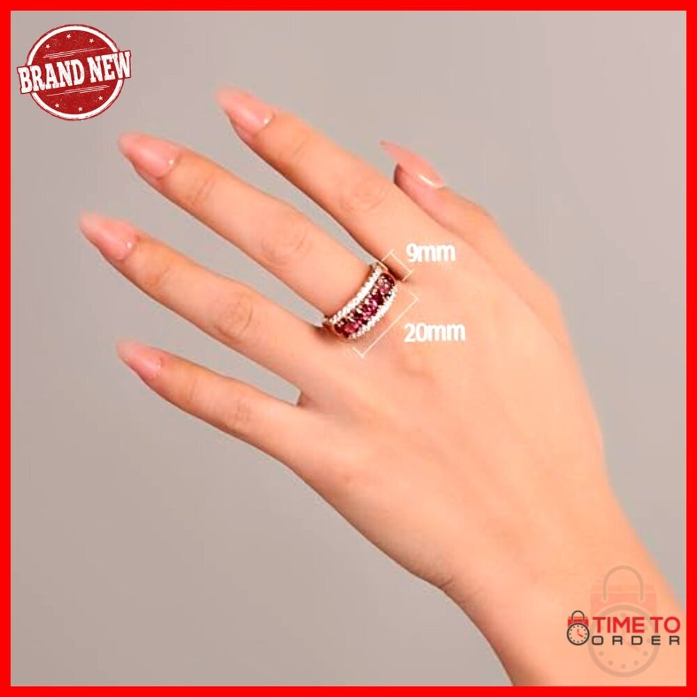 Sterling Silver Gemstone Band Ring Size 7 with White Zircon Accents - Picture 3 of 6